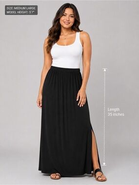Mirasol Women's Black Maxi Skirt Size Large
Stretch Pull-On Side